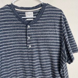 Billy Reid Cupra / Cotton Japan Striped Short Sleeve Henley